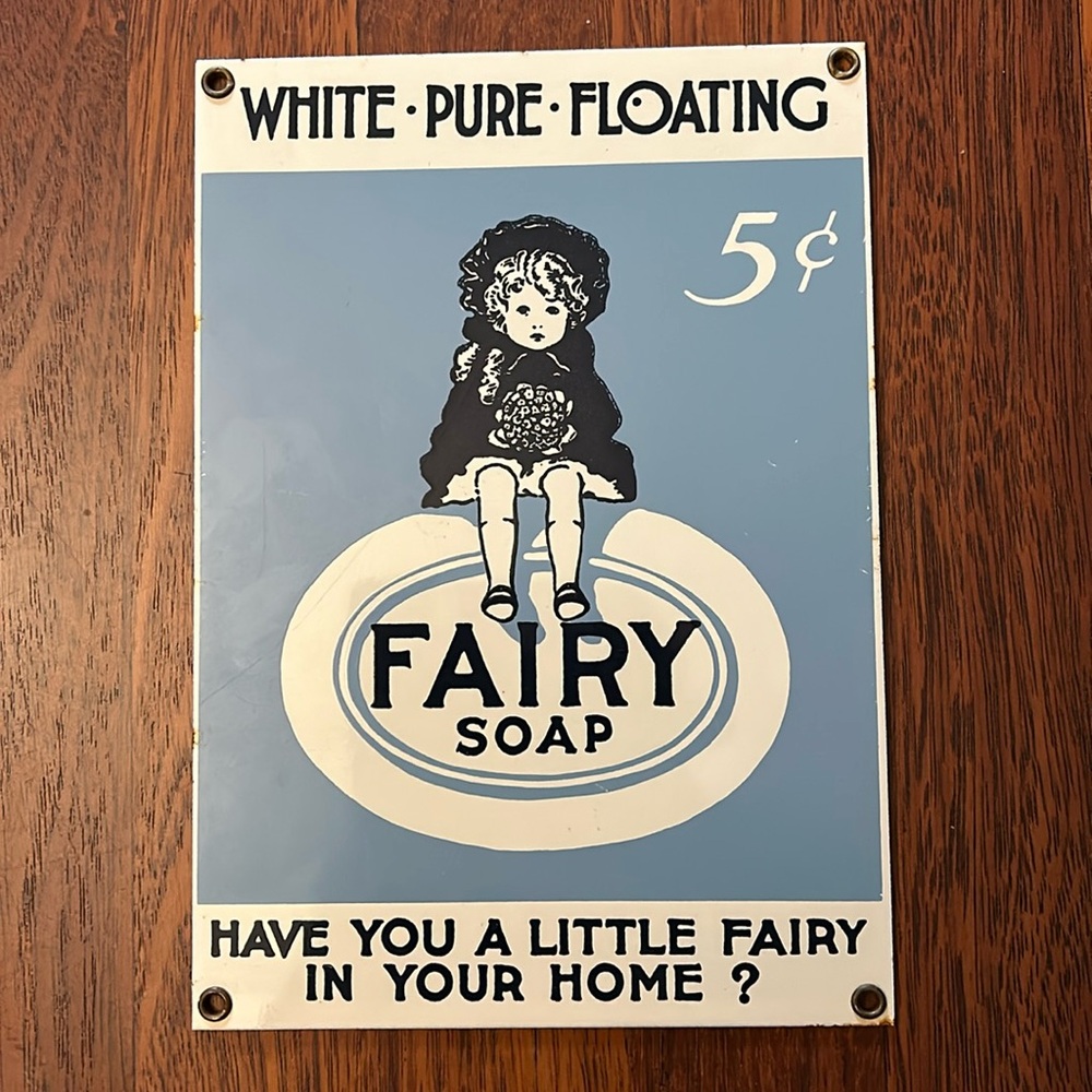 Ande Rooney Fairy Soap Porcelain Advertisement Sign